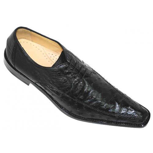 Belvedere "Monza" Black All-Over Genuine Ostrich Quill Shoes